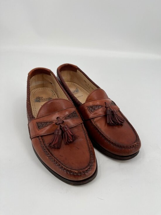 Allen Edmonds Maxfield Tassel Loafers Brown Sz 10.5D Leather Woven Trim Slip On main image 10